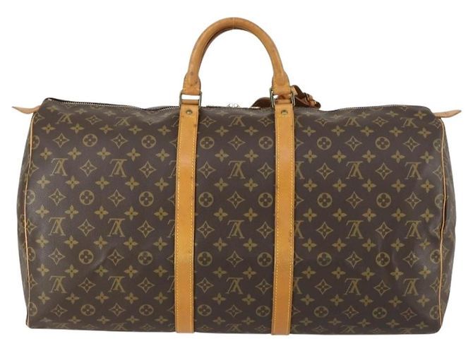 Borsa Keepall Louis Vuitton in tela Monogram 55 Marrone - vista 2