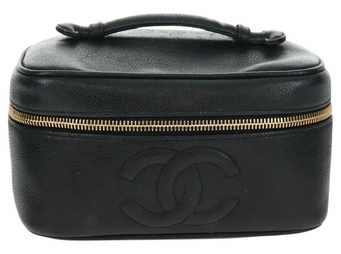 Pochette Vanity CHANEL Pelle Caviar Nera Oro CC Auth 157593V Nero D'oro - vista 2