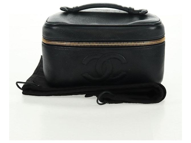 Pochette Vanity CHANEL Pelle Caviar Nera Oro CC Auth 157593V Nero D'oro - vista 23