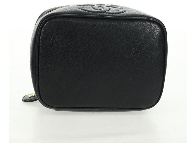Pochette Vanity CHANEL Pelle Caviar Nera Oro CC Auth 157593V Nero D'oro - vista 7