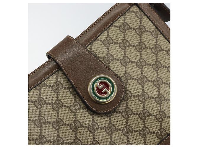 Gucci Borsa a Spalla GG Supreme PVC Beige Oro Auth 164473 D'oro - vista 14
