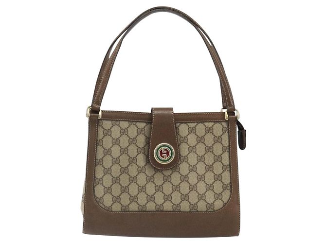 Gucci Borsa a Spalla GG Supreme PVC Beige Oro Auth 164473 D'oro - vista 2
