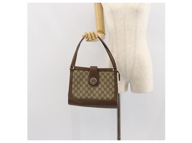 Gucci Borsa a Spalla GG Supreme PVC Beige Oro Auth 164473 D'oro - vista 23