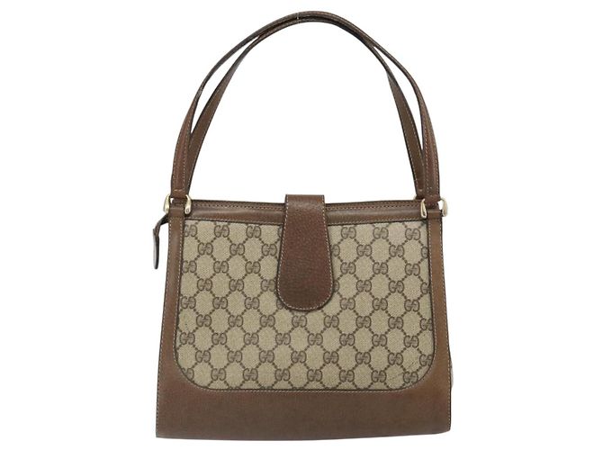 Gucci Borsa a Spalla GG Supreme PVC Beige Oro Auth 164473 D'oro - vista 3