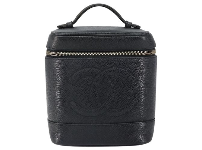 Pochette Vanity CHANEL Pelle Caviar Nera Oro CC Auth 164764 Nero D'oro - vista 2