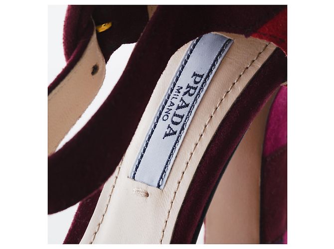 Sandali con tacco in suede patchwork Prada Rosso - vista 5