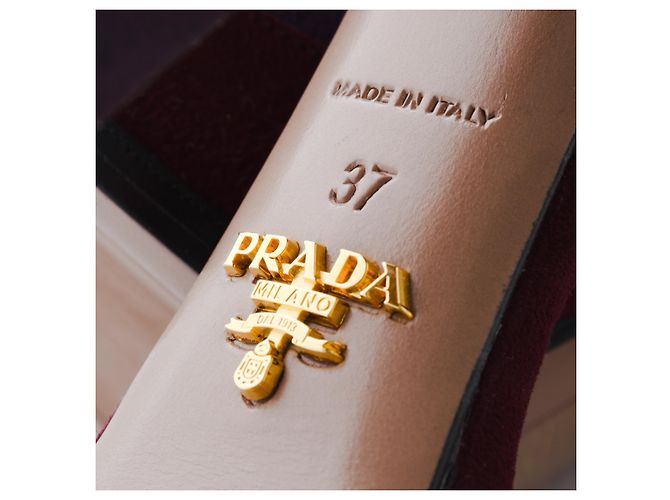 Sandali con tacco in suede patchwork Prada Rosso - vista 6