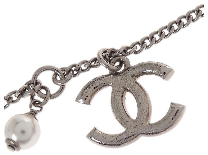 Pendente lungo in metallo Chanel Vintage CC Argento - vista 3