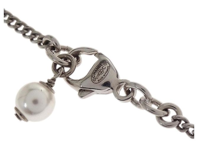 Pendente lungo in metallo Chanel Vintage CC Argento - vista 4
