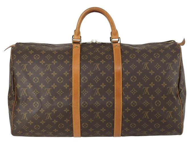Borsa Keepall Louis Vuitton in tela Monogram 55 Marrone - vista 2