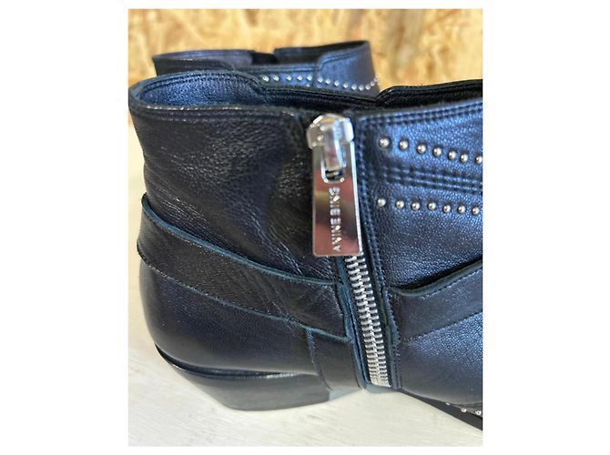 Anine Bing Stivaletti in pelle nera con borchie Nero - vista 10