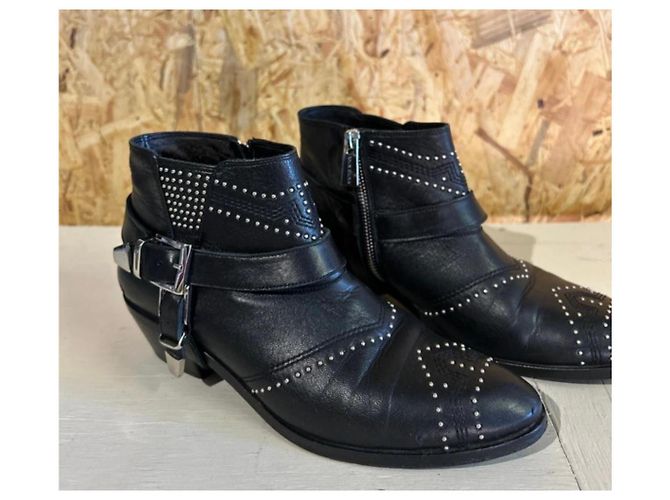 Anine Bing Stivaletti in pelle nera con borchie Nero - vista 11