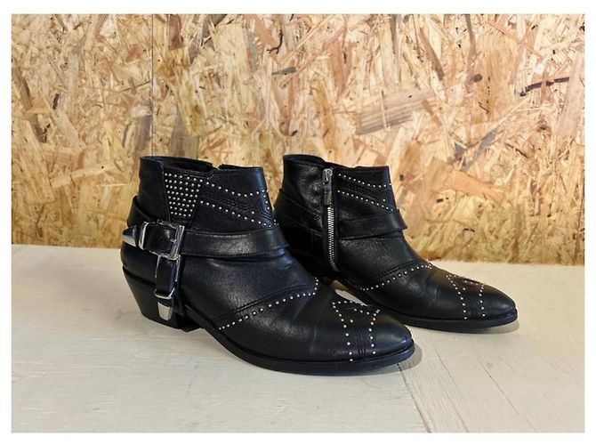 Anine Bing Stivaletti in pelle nera con borchie Nero - vista 3