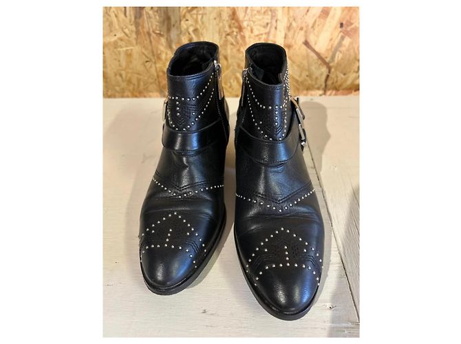 Anine Bing Stivaletti in pelle nera con borchie Nero - vista 5