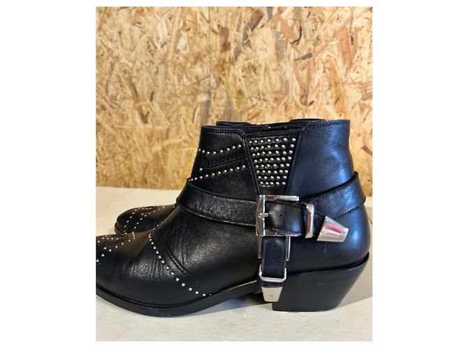 Anine Bing Stivaletti in pelle nera con borchie Nero - vista 7
