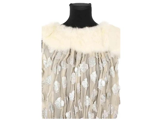 Louis Vuitton Ecru-farbene Pelzbluse Roh - Ansicht 2