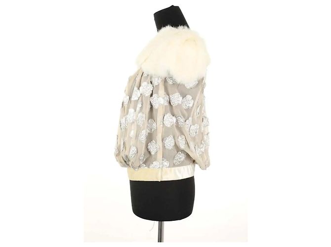 Louis Vuitton Ecru-farbene Pelzbluse Roh - Ansicht 3