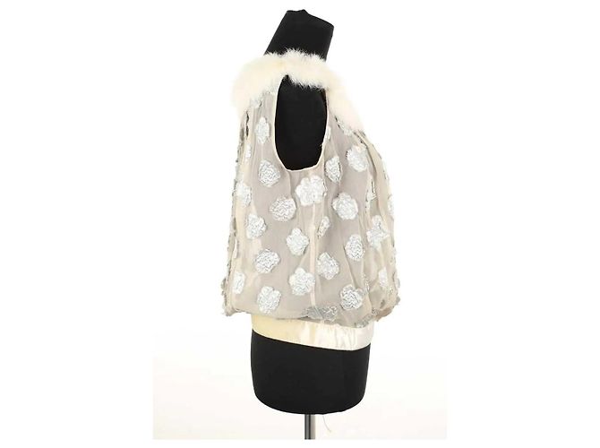 Louis Vuitton Ecru-farbene Pelzbluse Roh - Ansicht 5