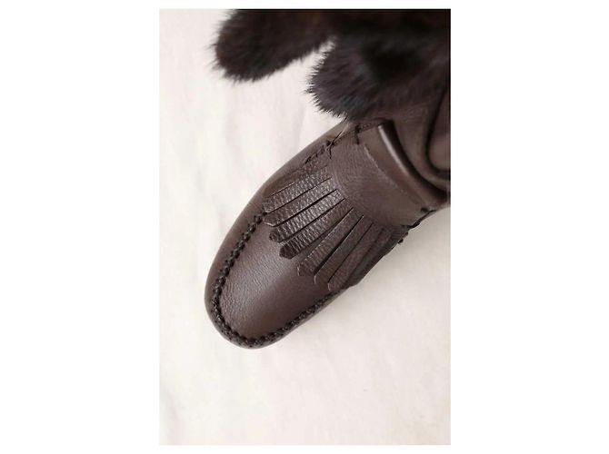 Saint Laurent Botas de cuero marrón Castaño - vista 4