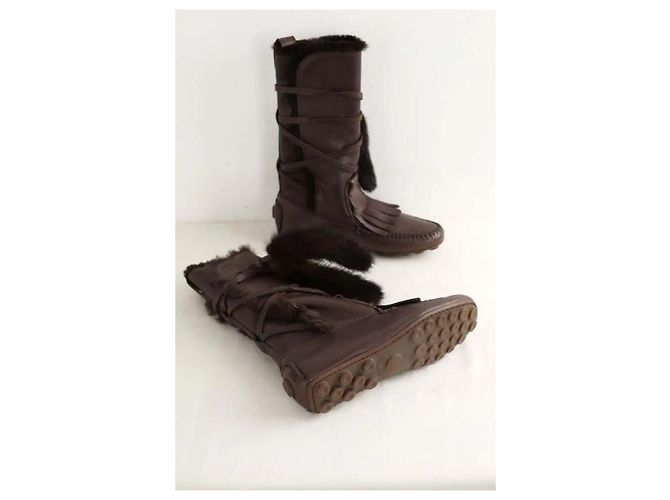 Saint Laurent Botas de cuero marrón Castaño - vista 6