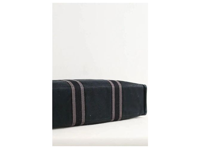 Hermès Cabas Herline en coton noir - vue 4