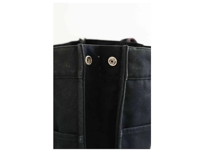 Hermès Cabas Herline en coton noir - vue 6