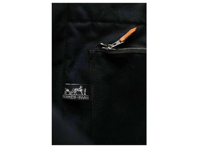 Hermès Cabas Herline en coton noir - vue 7
