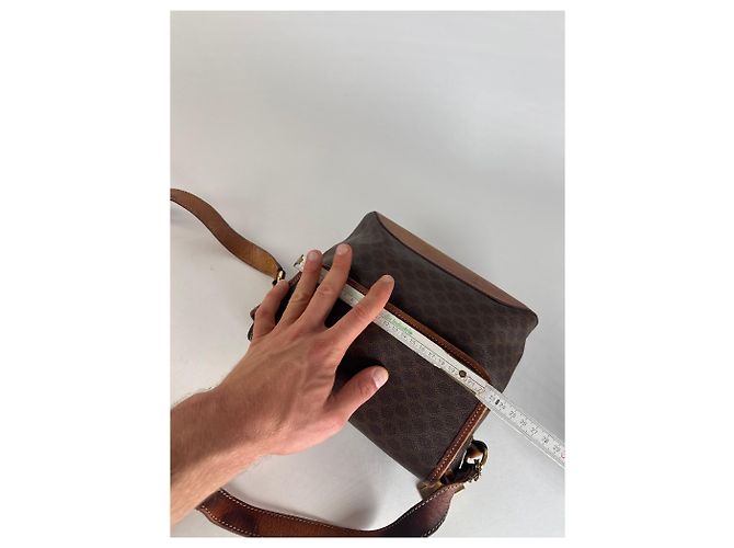 Céline Vintage Celine Paris Triomphe Monogram Schulter-/Crossbody-Tasche Braun - Ansicht 13