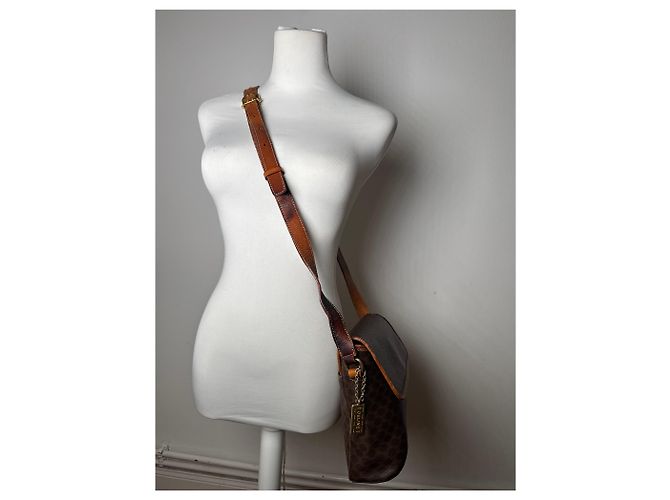 Céline Vintage Celine Paris Triomphe Monogram Schulter-/Crossbody-Tasche Braun - Ansicht 7