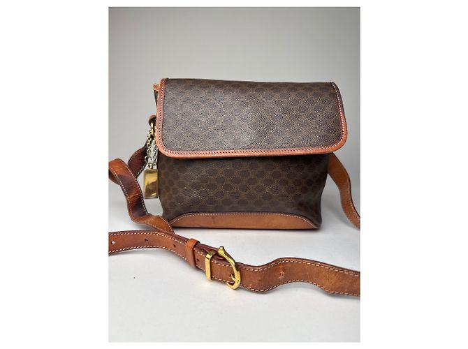 Céline Vintage Celine Paris Triomphe Monogram Schulter-/Crossbody-Tasche Braun - Ansicht 8