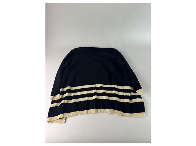 Vintage Courreges Paris Gestreifter Cardigan Schwarz Weiß M - Ansicht 10