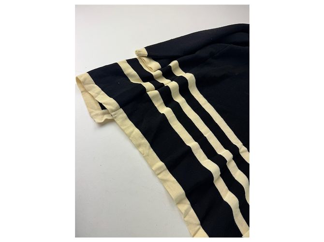 Vintage Courreges Paris Gestreifter Cardigan Schwarz Weiß M - Ansicht 11