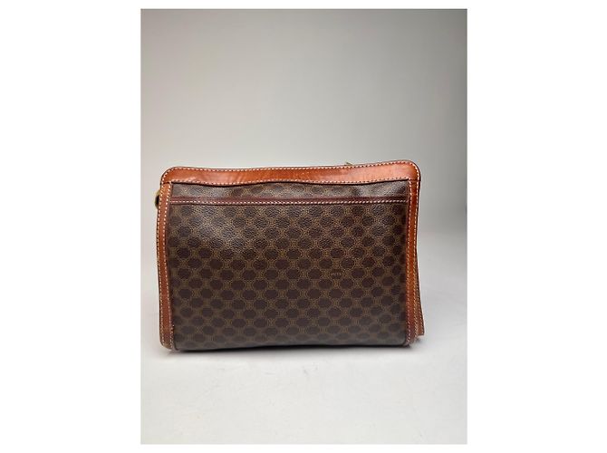Céline Clutch in pelle monogramma Triomphe Celine Paris vintage marrone - vista 2