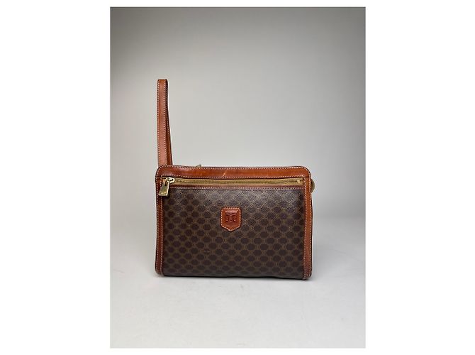 Céline Clutch in pelle monogramma Triomphe Celine Paris vintage marrone - vista 6