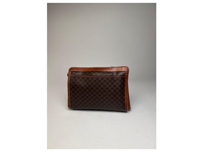 Céline Clutch in pelle monogramma Triomphe Celine Paris vintage marrone - vista 7