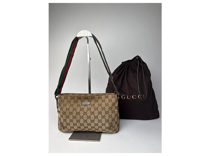Vintage Gucci Multiway Monogram Bag Beige Brown - view 14