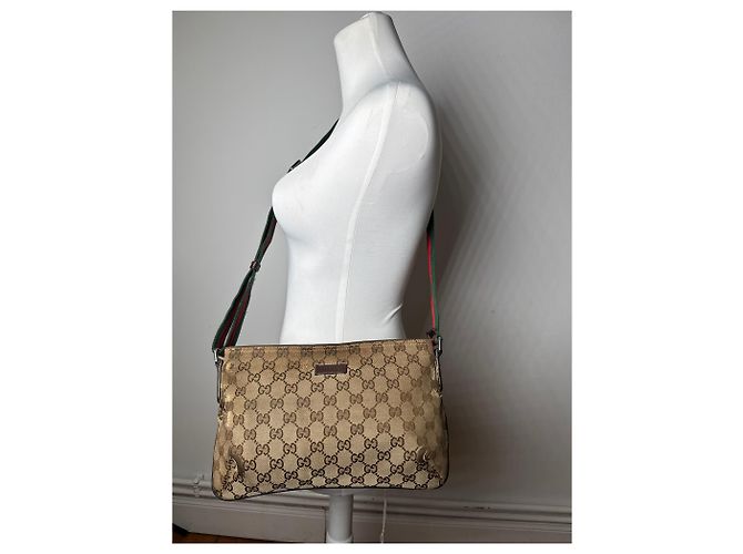 Vintage Gucci Multiway Monogram Bag Beige Brown - view 15