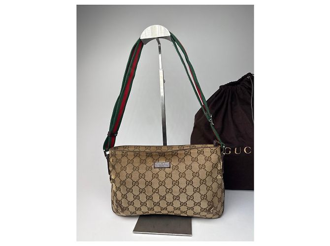 Vintage Gucci Multiway Monogram Bag Beige Brown - view 8