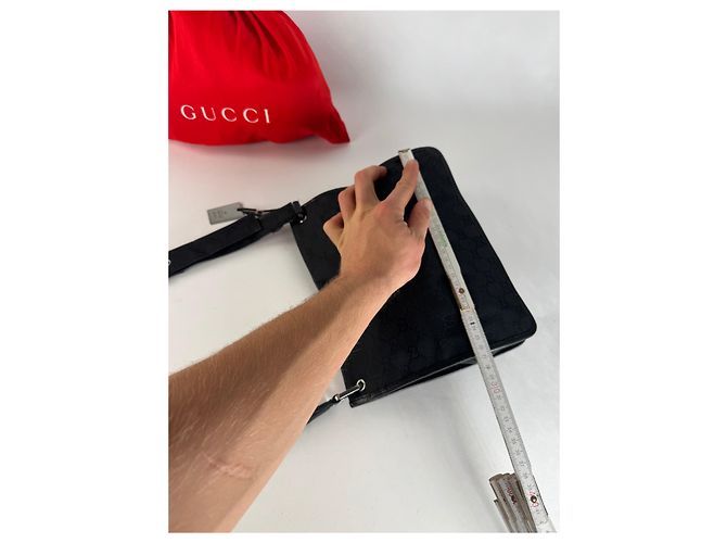 Vintage Gucci Monogram Shoulder Bag Black - view 13