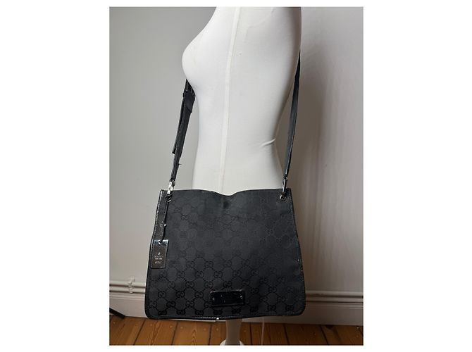 Vintage Gucci Monogram Shoulder Bag Black - view 15