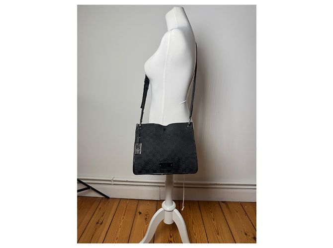 Vintage Gucci Monogram Shoulder Bag Black - view 4