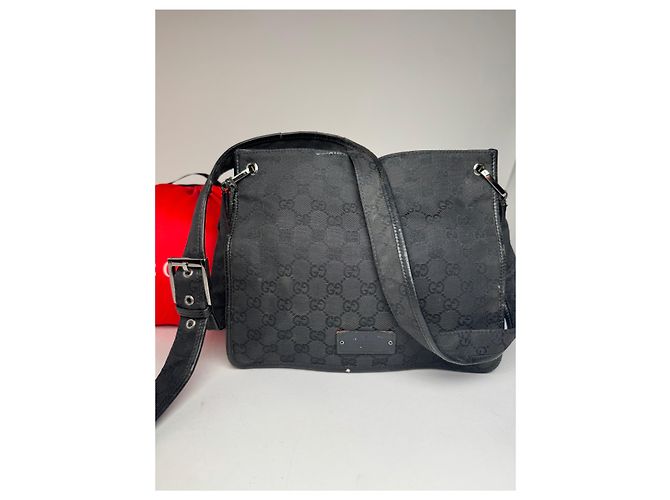 Vintage Gucci Monogram Shoulder Bag Black - view 7