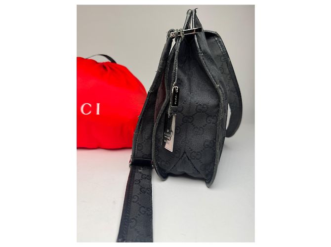 Vintage Gucci Monogram Shoulder Bag Black - view 8