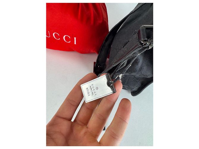 Vintage Gucci Monogram Shoulder Bag Black - view 9