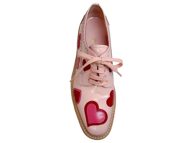 Prada Pink Patentleder Plattform-Espadrilles mit Herzen - Ansicht 4