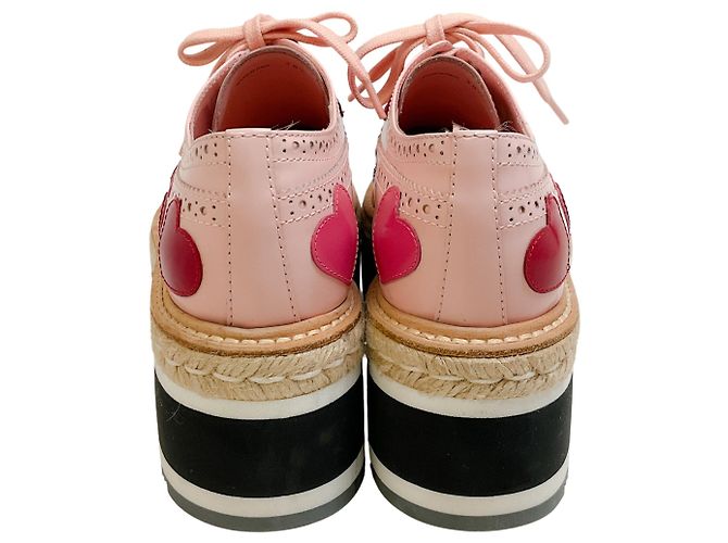 Prada Pink Patentleder Plattform-Espadrilles mit Herzen - Ansicht 5