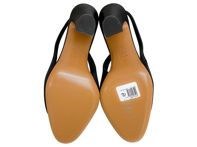 Pumps Slingback in Satin Nero Alexandre Vauthier con Punta Dorata - vista 7