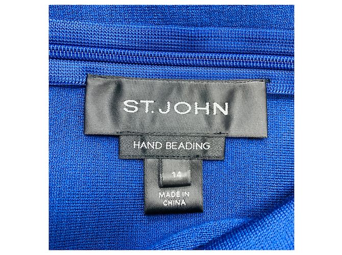 Autre Marque Vestido de punto sin mangas con cuello adornado con joyas azules St. John - vista 4