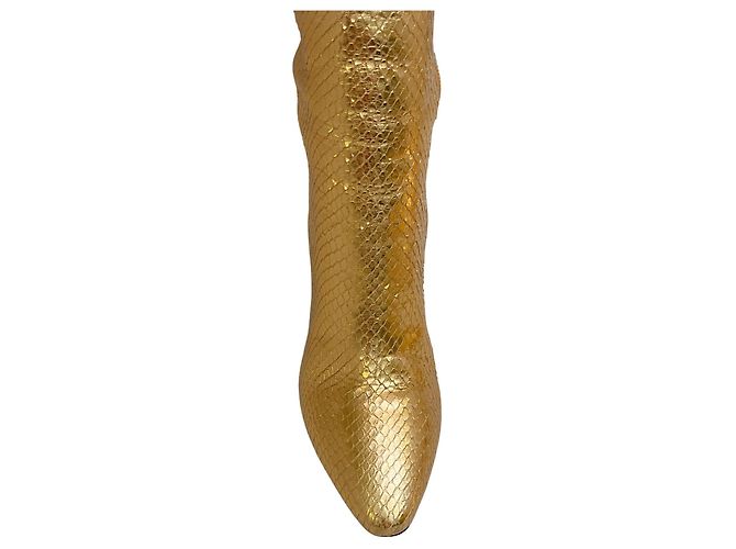 Botas de python douradas com estampado Saint Laurent Dourado - vista 4