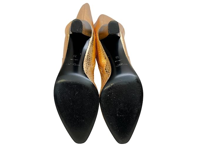 Botas de python douradas com estampado Saint Laurent Dourado - vista 6